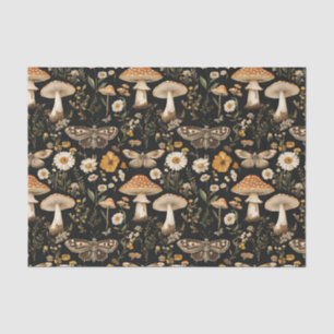 Papier Mousseline Champignon d'automne et fleurs Découpage d'automne