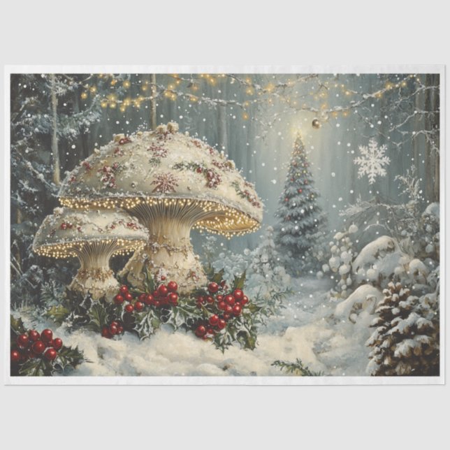 Papier Mousseline Champignons de Noël des flocs de neige (Recto)