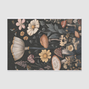 Papier Mousseline Champignons et fleurs d'automne Découpage d'automn
