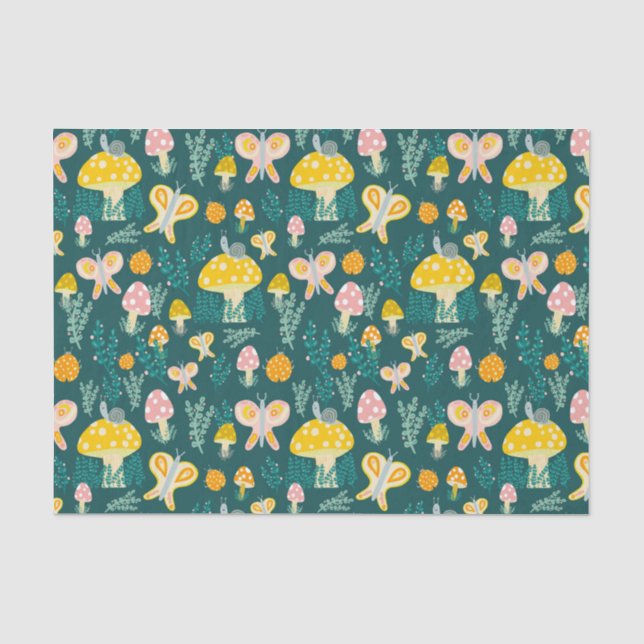 Papier Mousseline Champignons magiques Mignons Papillons Escargots L (Recto)