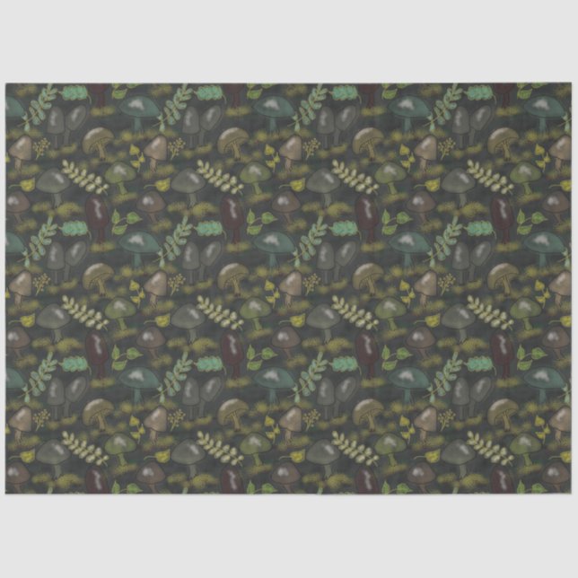 Papier Mousseline Champignons Moody foncé Belle (Recto)