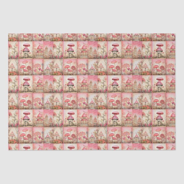 Papier Mousseline Champignons roses (Recto)