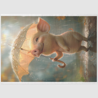 Papier Mousseline Chant de cochon de découpage dans le parapluie de 