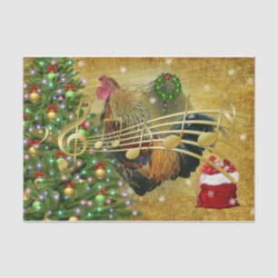 Papier Mousseline Chanter un coq vintage Chanter des chants de Noël
