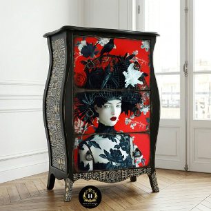 Papier Mousseline Chapeau de cage à oiseaux florale noir gothique et