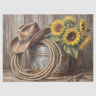 Papier Mousseline Chapeau de cowboy tournesol Nature morte Découpage