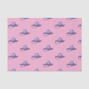 Papier Mousseline Chapeau de cowgirl violet clair - Fond rose