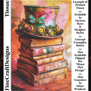 Papier Mousseline Chapeau haut de forme victorien & livres antiques 