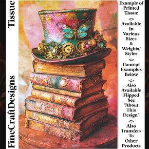 Papier Mousseline Chapeau Steampunk & Livres de Fantasy CZ6L Découpa