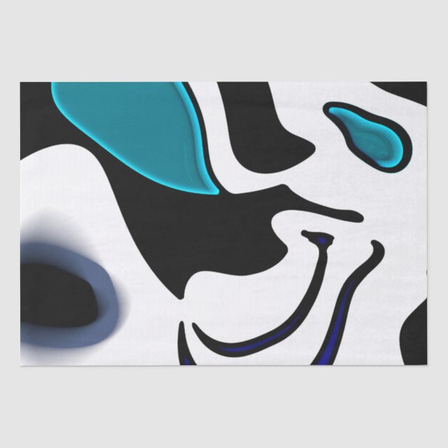 Papier Mousseline Charge de profondeur : noir, blanc et bleu Abstrai (Recto)