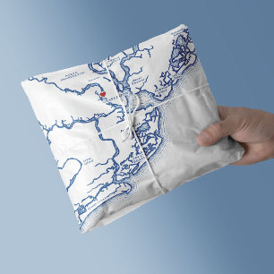 Papier Mousseline Charleston Caroline du Sud Carte Elégante Marine B