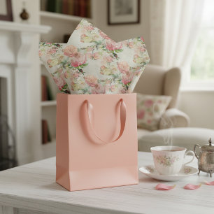 Papier Mousseline Charmant motif artistique de roses florales roses