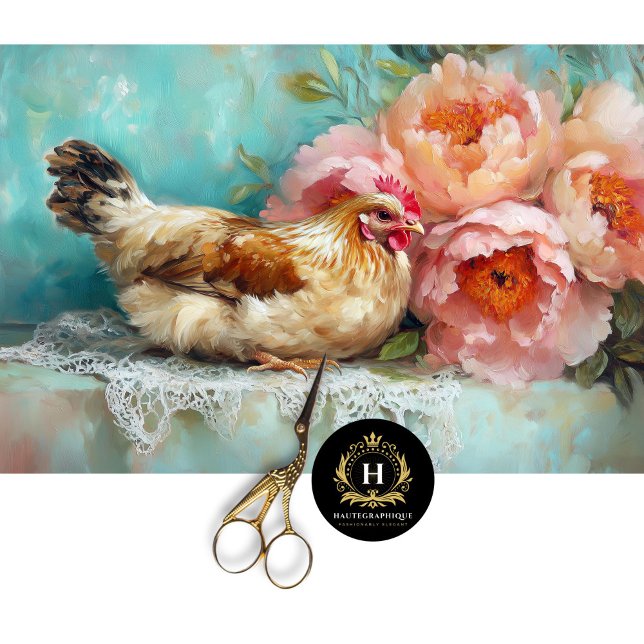 Papier Mousseline Charme Pâques Rustique Poulet tourbières Découpage (Créateur téléchargé)