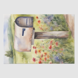 Papier Mousseline Charme rural : Boîtes aux lettres, fleurs et ferme
