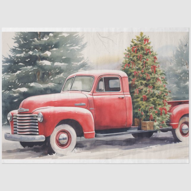 Papier Mousseline Charming Christmas Tree Farm Truck (Recto)
