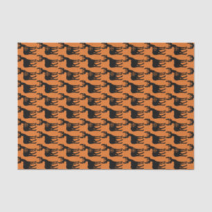 Papier Mousseline Chasse aux cerfs Silhouette Motif Orange Arrière -
