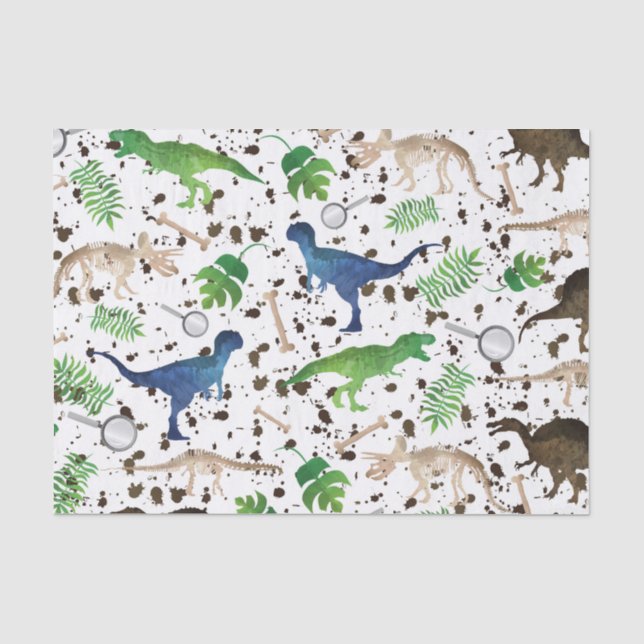 Papier Mousseline Chasse aux dinosaures ! Dinosaures sur Safari Garç (Recto)