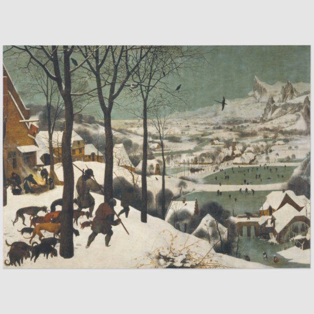 Papier Mousseline Chasseurs dans la neige (par Pieter Bruegel l'Anci (Recto)