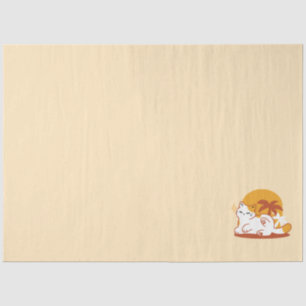 Papier Mousseline Chat adorable se relaxer au soleil - Animal de com