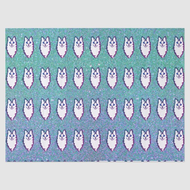 Papier Mousseline Chat Angora turc - Angora bleu (Recto)