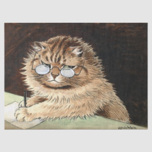 Papier Mousseline Chat au travail avec lunettes de Louis Wain
