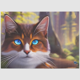 Papier Mousseline Chat bleu à l'oeil dans les bois