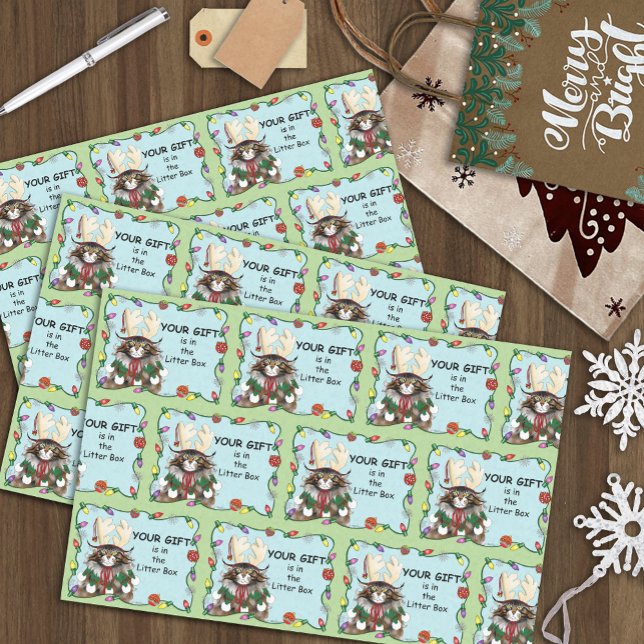 Papier Mousseline Chat cadeau de Noël Green Funny (Créateur téléchargé)