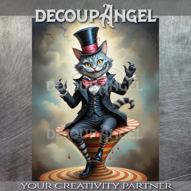 Papier Mousseline Chat Cheshire Cirque Victorien - Découpage (Créateur téléchargé)