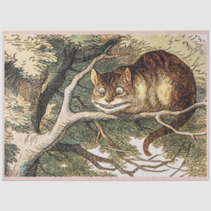 Papier Mousseline Chat Cheshire vintage d'Alice au pays des merveill