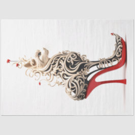 Papier Mousseline Chat de découpage entrelacé dans le talon rouge ha