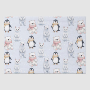 Papier Mousseline Chat de pingouin moderne tendance Ours Motif sans 