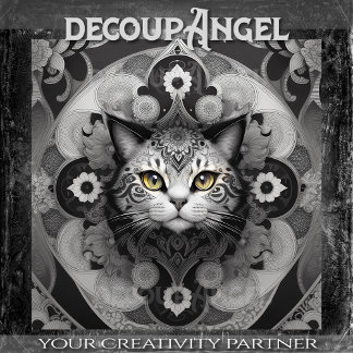 Papier Mousseline Chat en style tatouage - Découpage