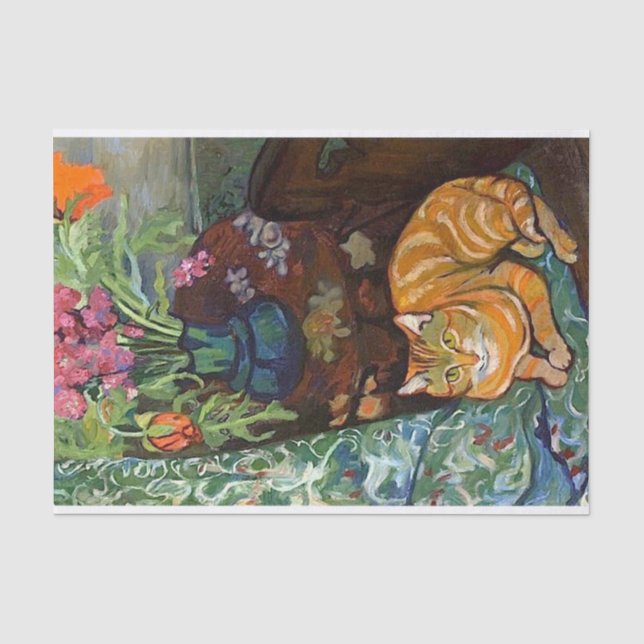 Papier Mousseline Chat et Bouquet, Suzanne Valadon (Recto)