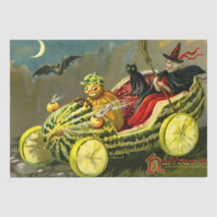 Papier Mousseline Chat et sorcière vintage d'Halloween noir