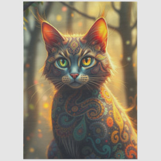 Papier Mousseline Chat Fantastique Coloré