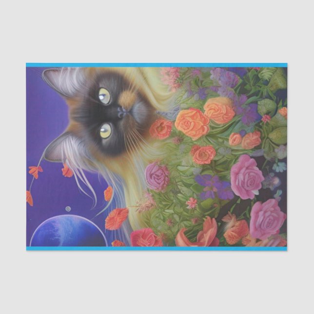 Papier Mousseline Chat himalayen en fleurs (Recto)