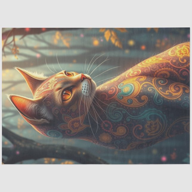 Papier Mousseline Chat Imaginaire coloré (Recto)