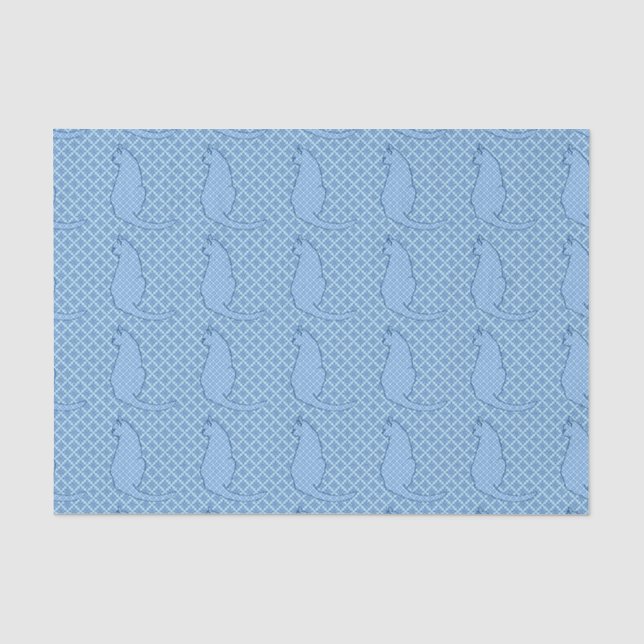 Papier Mousseline Chat japonais - Kimono bleu (Recto)
