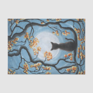 Papier Mousseline Chat lunatique dans la peinture de Pleine lune