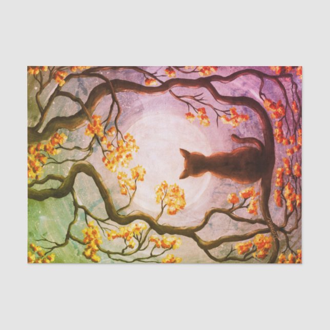 Papier Mousseline Chat lunatique dans l'art de peinture de Pleine (Recto)