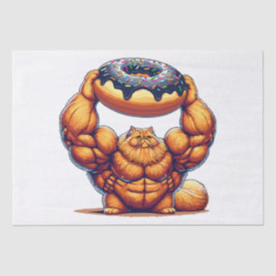 Papier Mousseline Chat Musclélevant un Beignet