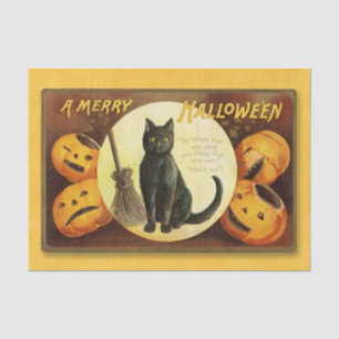 Papier Mousseline Chat noir brillant Joyeux Halloween