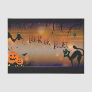 Papier Mousseline Chat noir Chat Citrouille d'Halloween grands yeux 