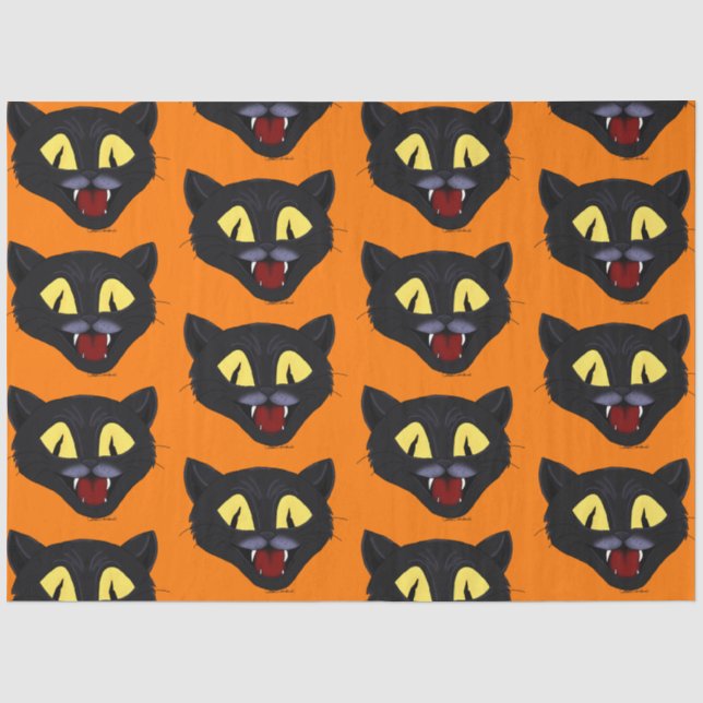 Papier Mousseline Chat noir d'Halloween (Recto)