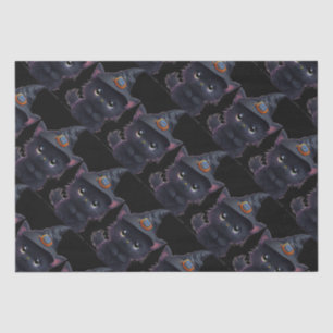 Papier Mousseline Chat noir d'Halloween blanc mignon