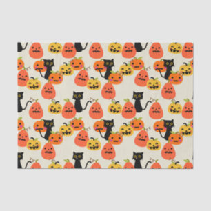 Papier Mousseline Chat noir d'Halloween mignonne et Citrouilles scul