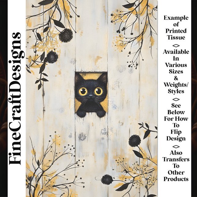 Papier Mousseline Chat noir mignon Kitten Cachet Peeking AQ6 Découpa (Créateur téléchargé)