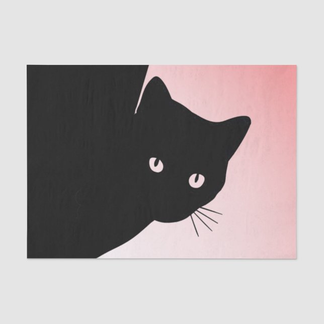 Papier Mousseline Chat noir Sly Joyeux Anniversaire Année et nom (Recto)