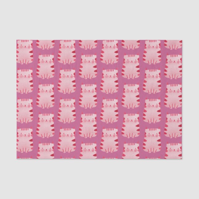 Papier Mousseline Chat rose mignon Joyeux anniversaire (Recto)