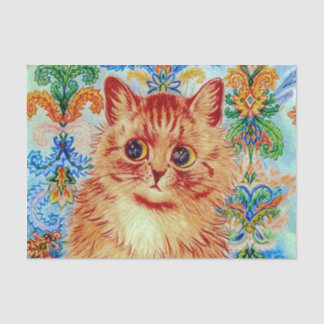 Papier Mousseline Chat roux psychédélique au regard vibrant par Loui